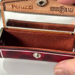 Peruzzi Red Leather lipstick case Made in Firenze Italy